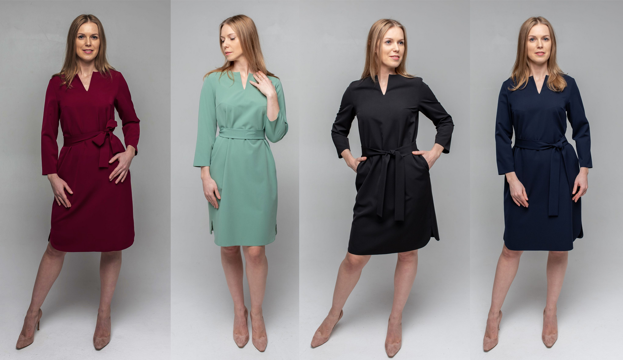 Платье прямого кроя с манжетами